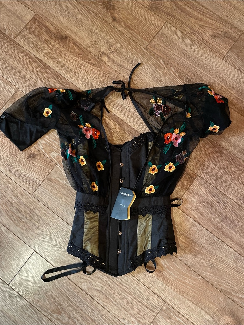 Corset with floral embroidery bolero NWT